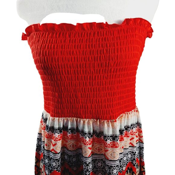 Bobby Brooks Plus Size 1X Dress, Tube Top Style W/ Asymmetrical Bottom, Vibrant - Picture 5 of 12